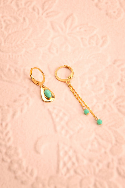 Elinor Ostrom Mint Gold & Turquoise Pendant Earrings | Boutique 1861