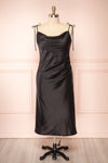 Elyse Black Cowl Neck Midi Dress | Boutique 1861  front plus size
