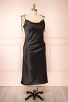 Elyse Black Cowl Neck Midi Dress | Boutique 1861  side plus size
