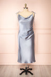 Elyse Blue Cowl Neck Midi Dress | Boutique 1861  front plus size
