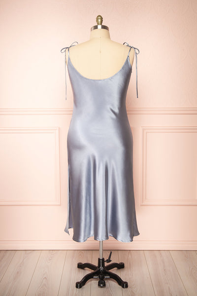 Elyse Blue Cowl Neck Midi Dress | Boutique 1861 back plus size