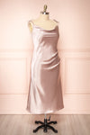 Elyse Champagne Cowl Neck Midi Dress | Boutique 1861 side plus size