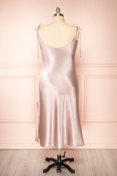 Elyse Champagne Cowl Neck Midi Dress | Boutique 1861 back plus size