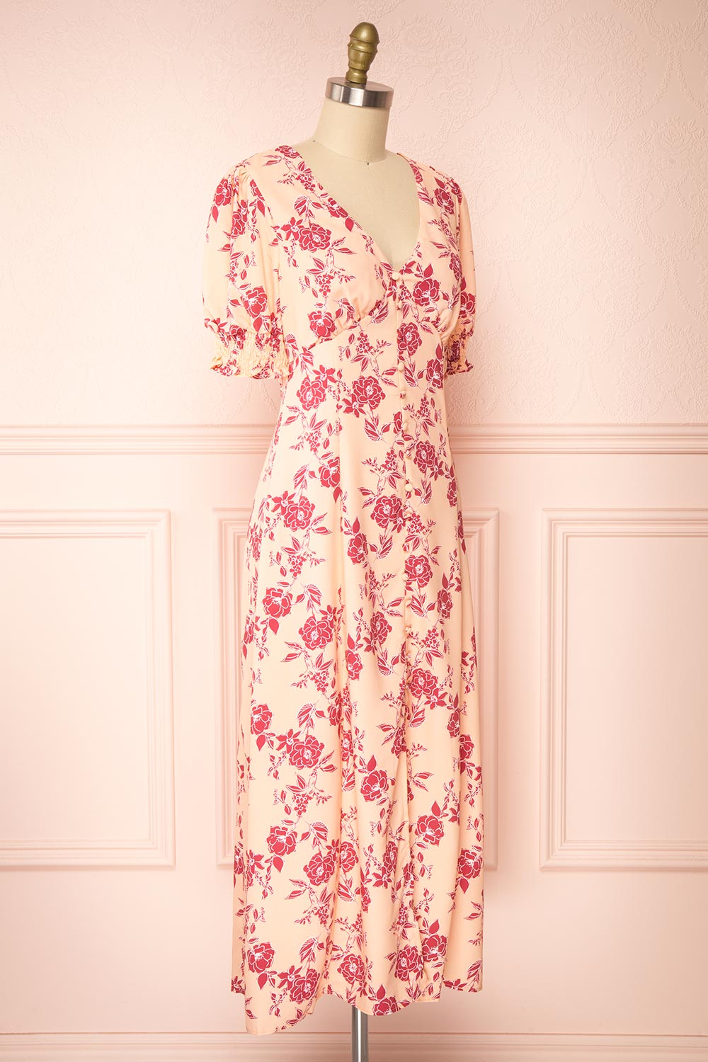 Elise Floral Maxi Dress w/ Short Sleeves | Boutique 1861 side view