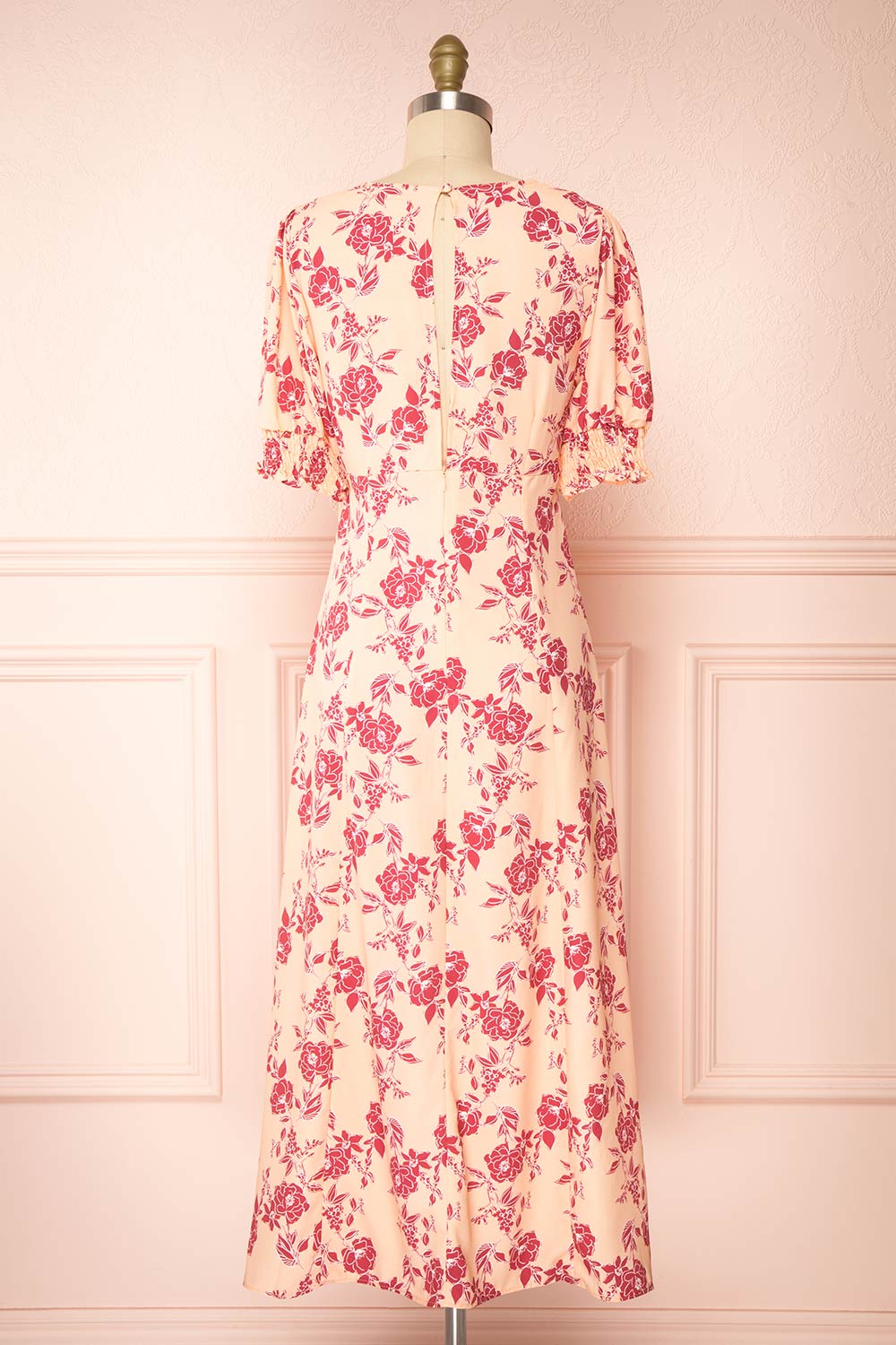 Elise Floral Maxi Dress w/ Short Sleeves | Boutique 1861 back view