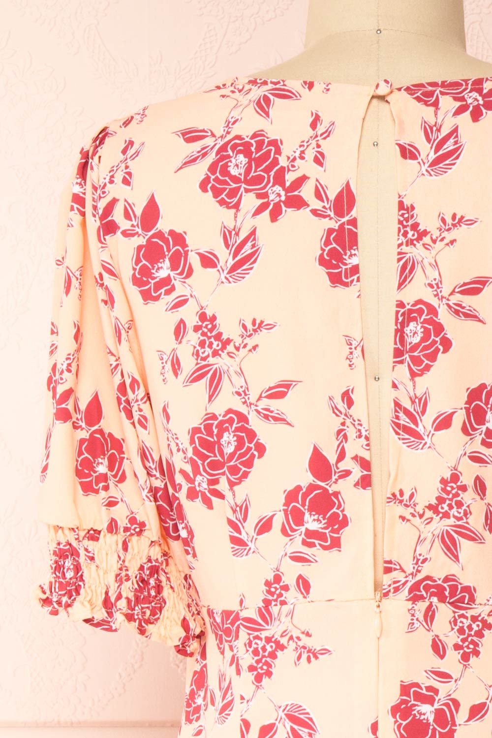 Elise Floral Maxi Dress w/ Short Sleeves | Boutique 1861 back close-up