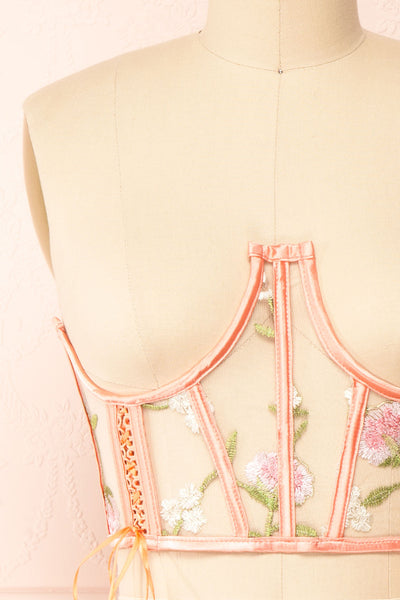 Elita Underbust Corset Top w/ Embroidery | Boutique 1861 front close-up