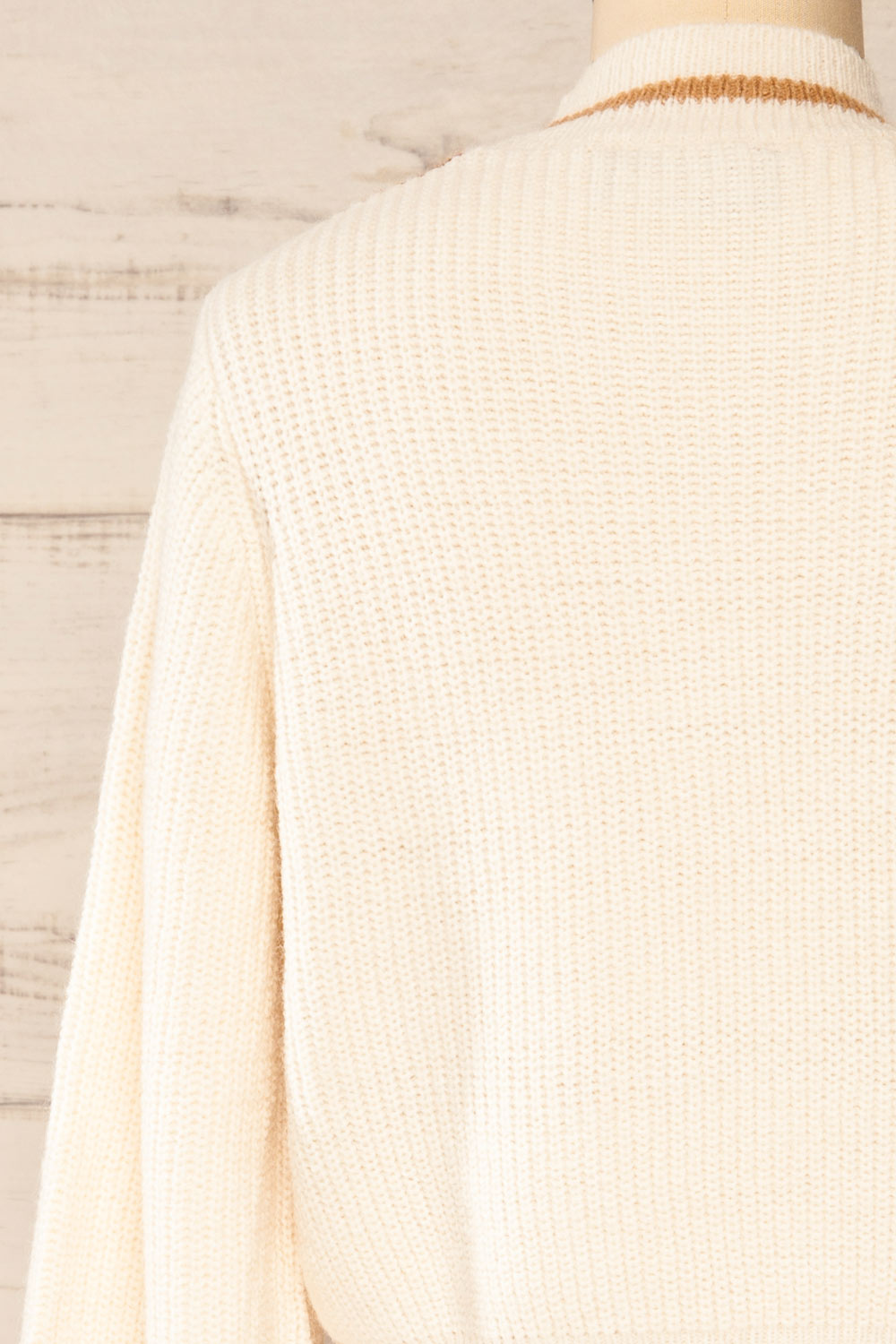 Ellayo Cropped Knit Cardigan w/ Buttons | La petite garçonne back close-up