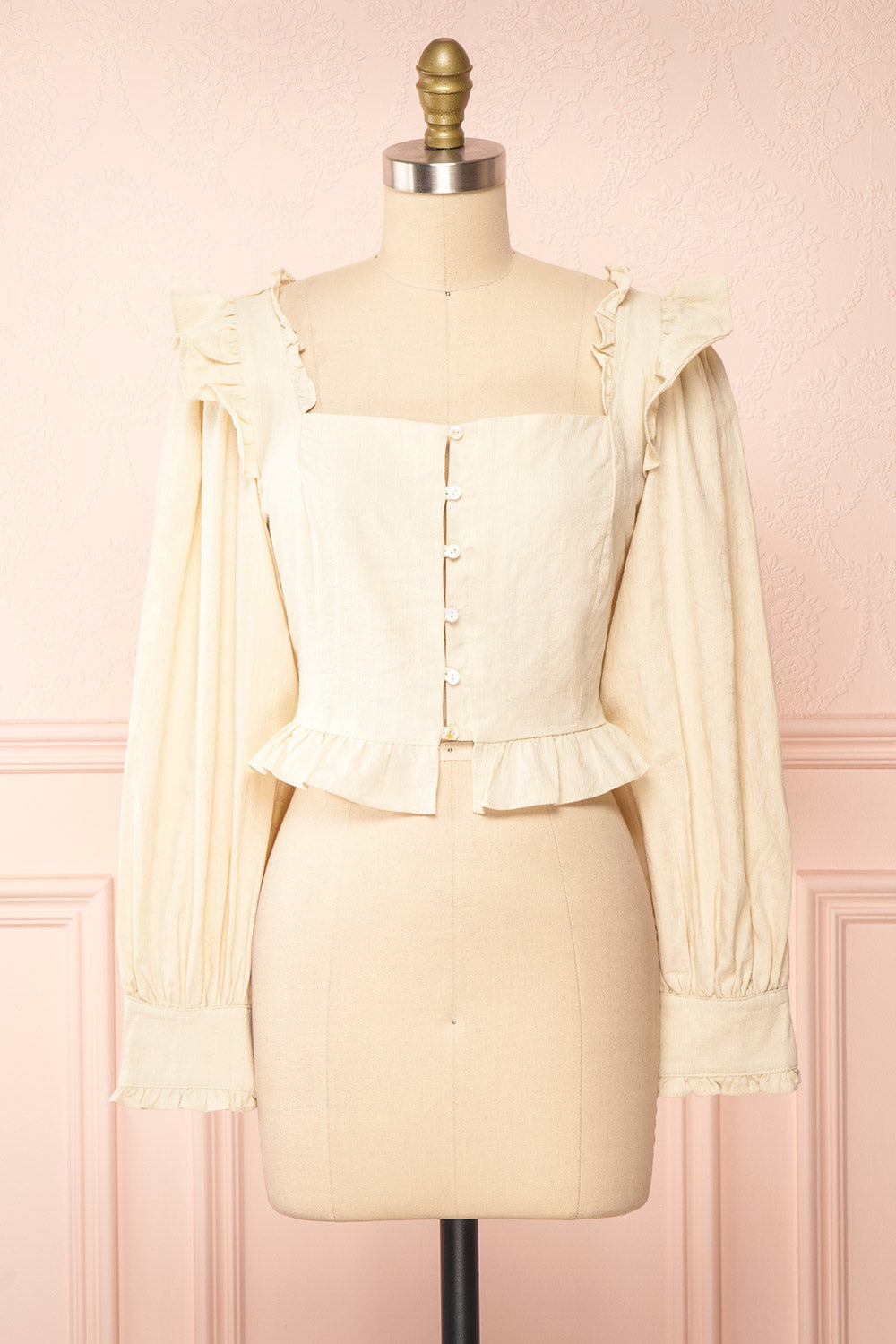 Ellenn Cream Bodice Shirt w/ Long Sleeves | Boutique 1861 front view