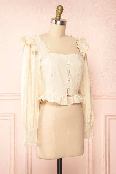 Ellenn Cream Bodice Shirt w/ Long Sleeves | Boutique 1861 side view