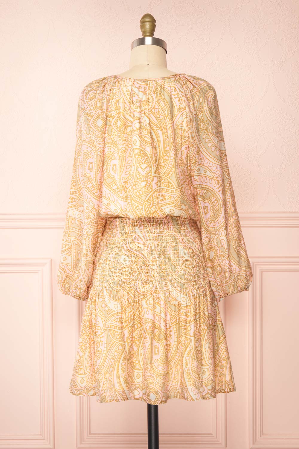 Freela Short Paisley Pattern V-Neck Dress | Boutique 1861  back view