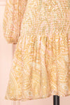 Freela Short Paisley Pattern V-Neck Dress | Boutique 1861  details