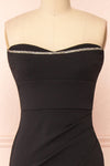 Elvya Black Bustier Maxi Mermaid Dress | Boutique 1861 front close-up