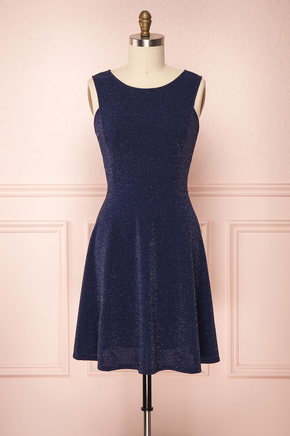 Elya Lapis Navy Blue Sparkly Plus Size Dress | Boutique 1861 front