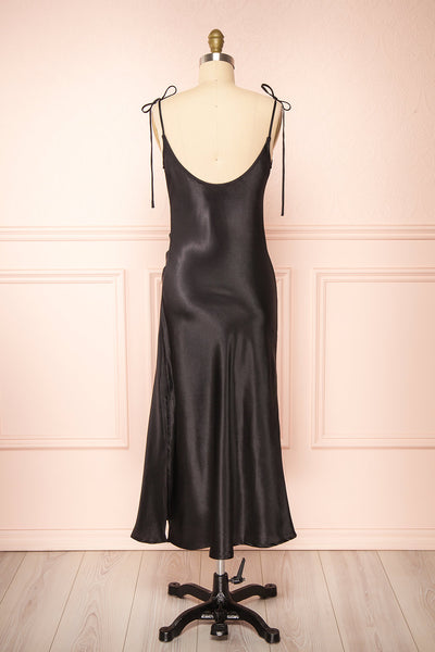 Elyse Black Cowl Neck Midi Dress | Boutique 1861 back view