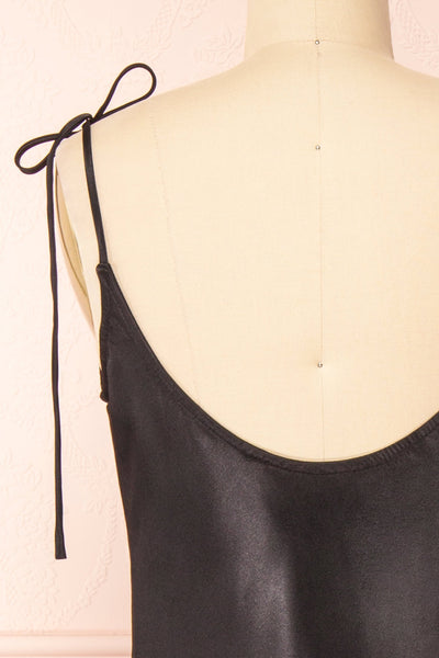 Elyse Black Cowl Neck Midi Dress | Boutique 1861 back close-up