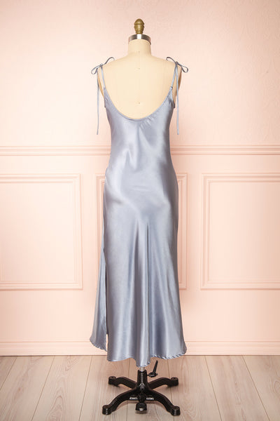 Elyse Blue Cowl Neck Midi Dress | Boutique 1861 back view