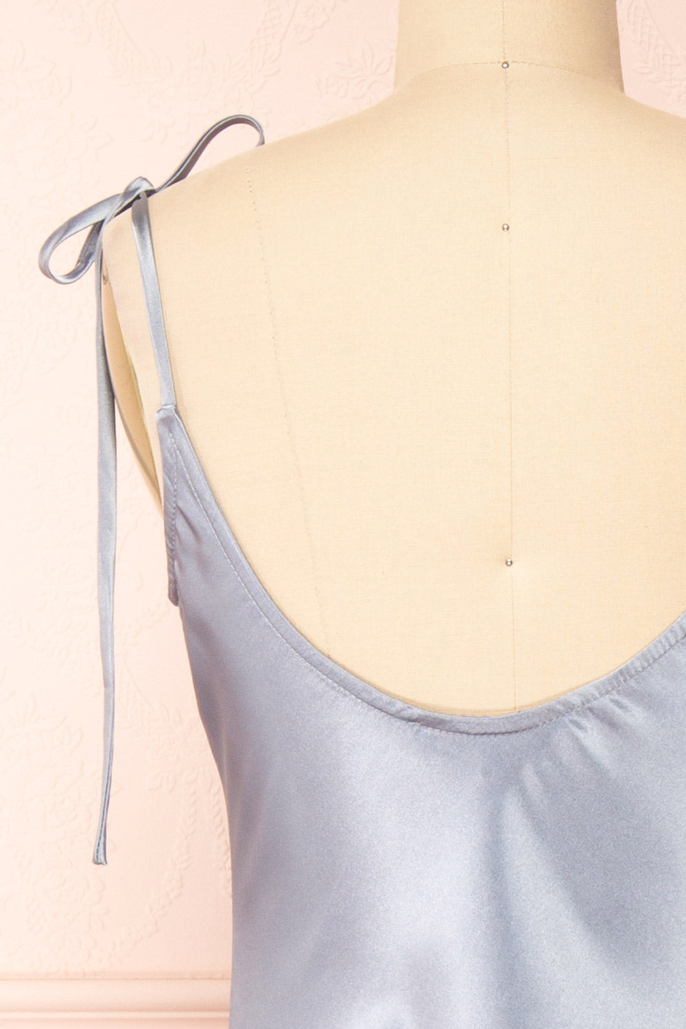 Elyse Blue Cowl Neck Midi Dress | Boutique 1861 back close-up