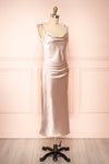 Elyse Champagne Cowl Neck Midi Dress | Boutique 1861 side view