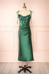 Elyse Green Cowl Neck Midi Dress | Boutique 1861 front view