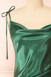Elyse Green Cowl Neck Midi Dress | Boutique 1861 front close-up