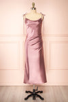 Elyse Mauve Cowl Neck Midi Dress | Boutique 1861 front view