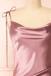 Elyse Mauve Cowl Neck Midi Dress | Boutique 1861 front close-up