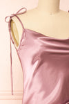 Elyse Mauve Cowl Neck Midi Dress | Boutique 1861 side close-up