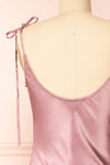 Elyse Mauve Cowl Neck Midi Dress | Boutique 1861 back close-up