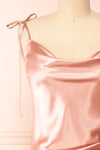 Elyse Pink Cowl Neck Midi Dress | Boutique 1861 front close-up