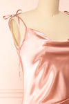 Elyse Pink Cowl Neck Midi Dress | Boutique 1861 side close-up