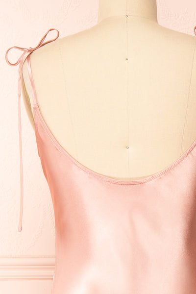 Elyse Pink Cowl Neck Midi Dress | Boutique 1861 back close-up
