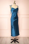 Elyse Royal Blue Cowl Neck Midi Dress | Boutique 1861 side view
