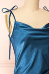 Elyse Royal Blue Cowl Neck Midi Dress | Boutique 1861 side close-up