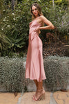 Elyse Pink Cowl Neck Midi Dress | Boutique 1861 on model
