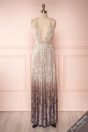 Emerentine Taupe Ombre Sequin Gown | Robe front view FS | Boutique 1861