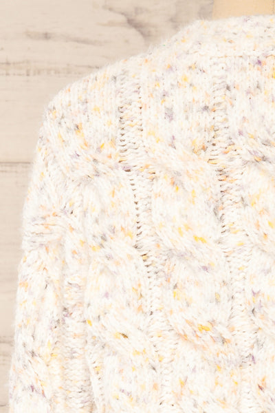 Emersin Ivory Cropped Knit Sweater | La petite garçonne back close-up