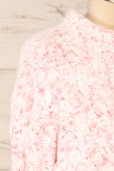 Emersin Pink Cropped Knit Sweater | La petite garçonne side close-up