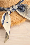 Emett Beige Frayed Straw Hat w/ Blue Ribbon | La petite garçonne bow close-up