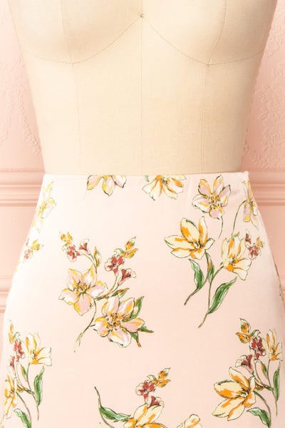 Emilia Satin Floral Midi Skirt | Boutique 1861 front close-up