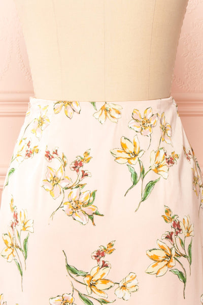 Emilia Satin Floral Midi Skirt | Boutique 1861 back close-up