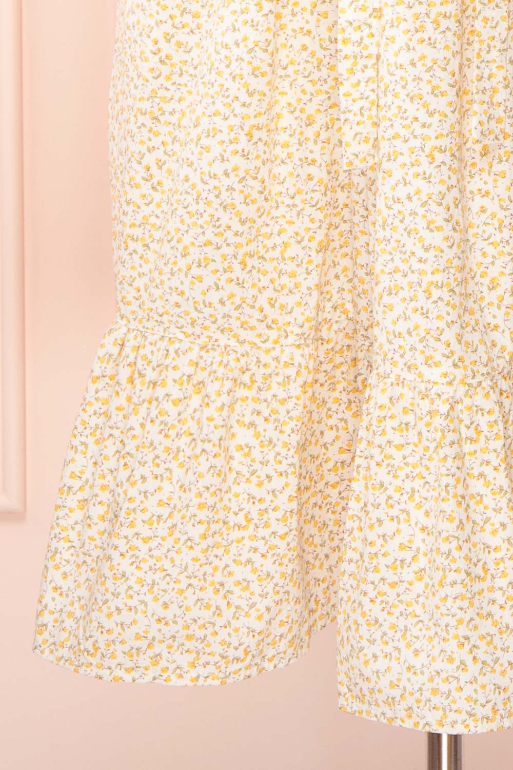 Emiliana Floral Midi Dress w/ Puffy Sleeves | Boutique 1861  fabric