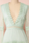 Emma-Rose Mint Green Summer Midi Dress | Boutique 1861 front close-up