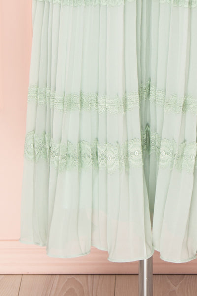 Emma-Rose Mint Green Summer Midi Dress | Boutique 1861 bottom close-up