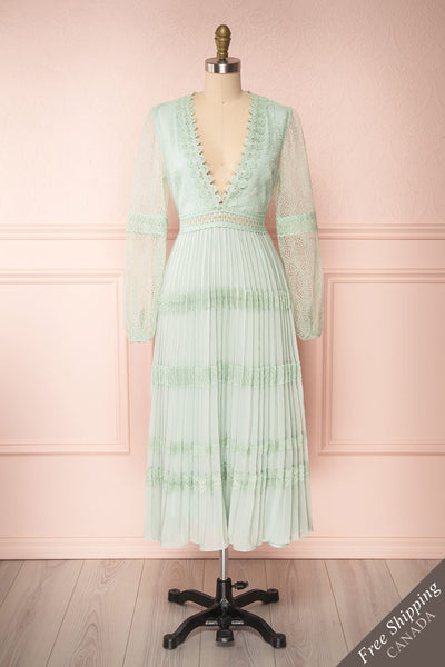 Emma-Rose Mint Green Summer Midi Dress | Boutique 1861