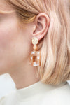 Emmylou Harris Brown Marbled Pendant Earrings | La Petite Garçonne model
