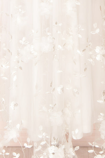 Eneka White Midi Tulle Dress w/ Floral Embroidery | Boudoir 1861 fabric
