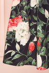 Enenra Black & Floral Print A-Line Midi Dress skirt | Boutique 1861