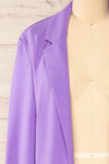 Engla Purple Long Classic Blazer | La petite garçonne front close-up
