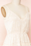 Enid Beige Star Patterned Romper w/ Thin Straps | Boutique 1861 side close-up